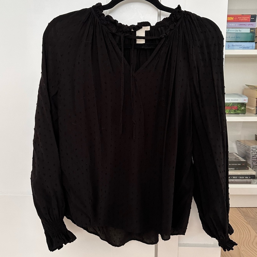H&M Black Blouse with Ruffles